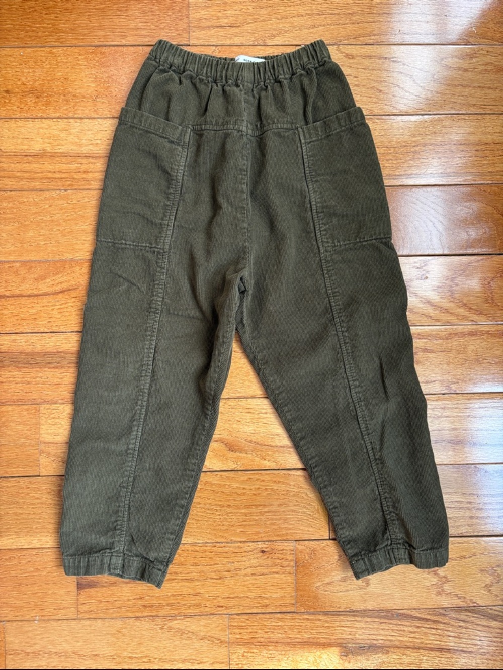 Kids Olive Green Elastic Waist Cargo Pants